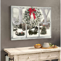 Christmas Farm Farmhouse Angus cows Canvas Joy Wall Art Decor