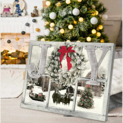 Christmas Farm Farmhouse Angus cows Canvas Joy Wall Art Decor