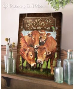 Stunning Gift Together We Have It All Limousin Cattle Farmhouse Canvas Wall Art Print