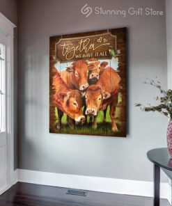 Stunning Gift Together We Have It All Limousin Cattle Farmhouse Canvas Wall Art Print