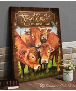 Stunning Gift Together We Have It All Limousin Cattle Farmhouse Canvas Wall Art Print