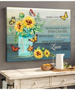 Canvas Butterfly + Sunflower When You Believe