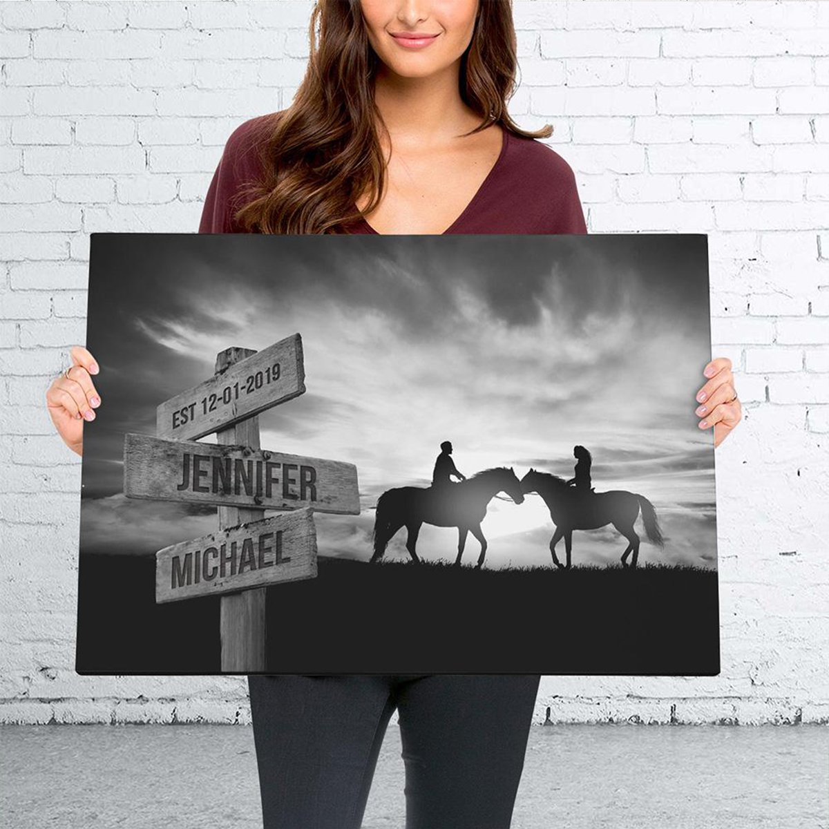 Horse Horizon Names Premium Canvas