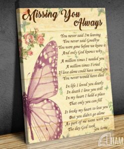 Canvas Butterfly Missing You Always