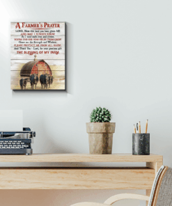 Canvas Angus Cow A Farmer'S Prayer