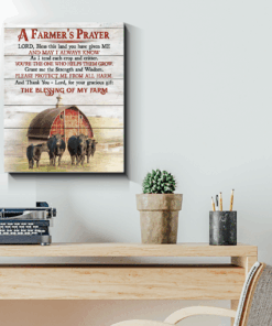 Canvas Angus Cow A Farmer'S Prayer