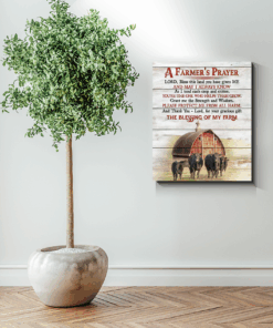 Canvas Angus Cow A Farmer'S Prayer