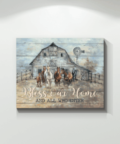 Horses Canvas Bless Our Home And All Who Enter
