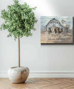 Horses Canvas Bless Our Home And All Who Enter