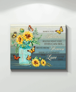 Canvas Butterfly + Sunflower When You Believe