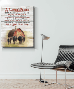 Canvas Angus Cow A Farmer'S Prayer