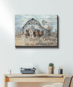 Horses Canvas Bless Our Home And All Who Enter