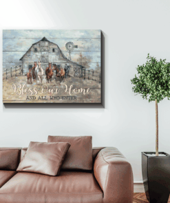 Horses Canvas Bless Our Home And All Who Enter