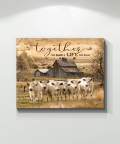 Canvas British White Cow Together