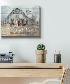 Horses Canvas Bless Our Home And All Who Enter