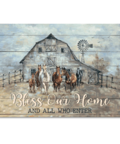 Horses Canvas Bless Our Home And All Who Enter