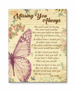 Canvas Butterfly Missing You Always