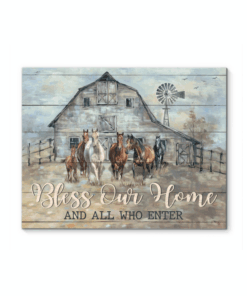 Horses Canvas Bless Our Home And All Who Enter