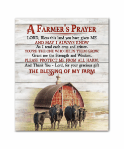 Canvas Angus Cow A Farmer'S Prayer