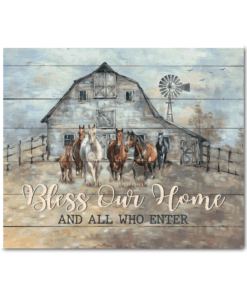 Horses Canvas Bless Our Home And All Who Enter