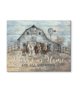Horses Canvas Bless Our Home And All Who Enter