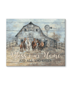 Horses Canvas Bless Our Home And All Who Enter