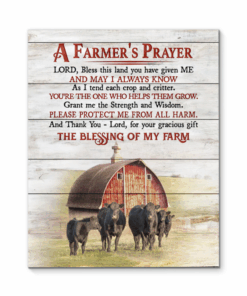 Canvas Angus Cow A Farmer'S Prayer