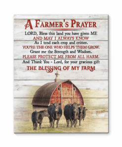 Canvas Angus Cow A Farmer'S Prayer