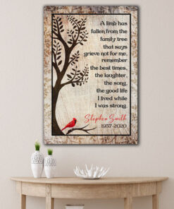 Personalized "A Limb Has Fallen From The Family Tree" Memorial Premium Canvas