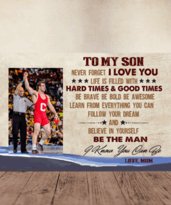 Personalized Photo Text Wrestling Son Canvas