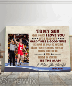 Personalized Photo Text Wrestling Son Canvas