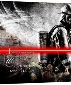 I heard a voice saying Firefighter Canvas Wall Art