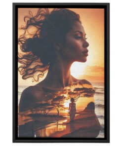 Divine Horizon: Goddess Sunset Double Exposure Canvas Print