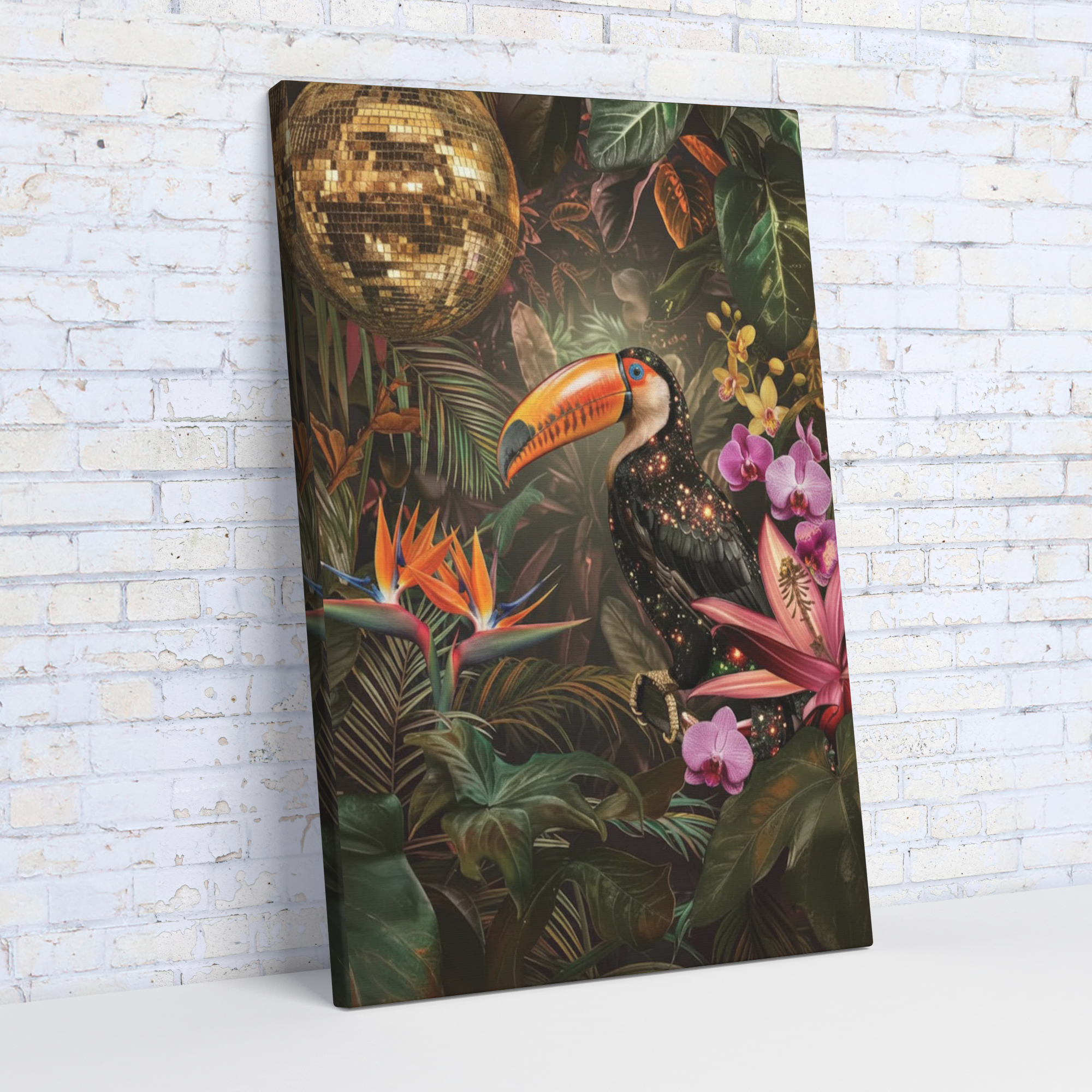 Maximalist Toucan Jungle Wall Art - Vibrant Exotic Bird Poster, Colorful Eclectic Home Decor